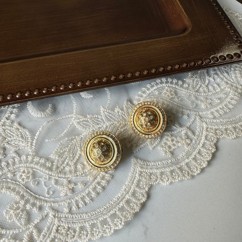 中古 首饰 Christian Dior 迪奥 莱茵石 耳夹 - 耳环/耳夹 - 其他金属 金色