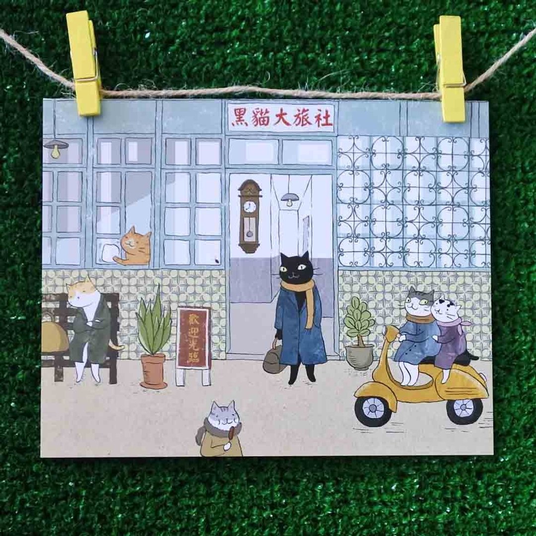 3猫小铺猫咪插画明信片(画家:猫小姐) – 黑猫大旅社 - 卡片/明信片 - 纸 