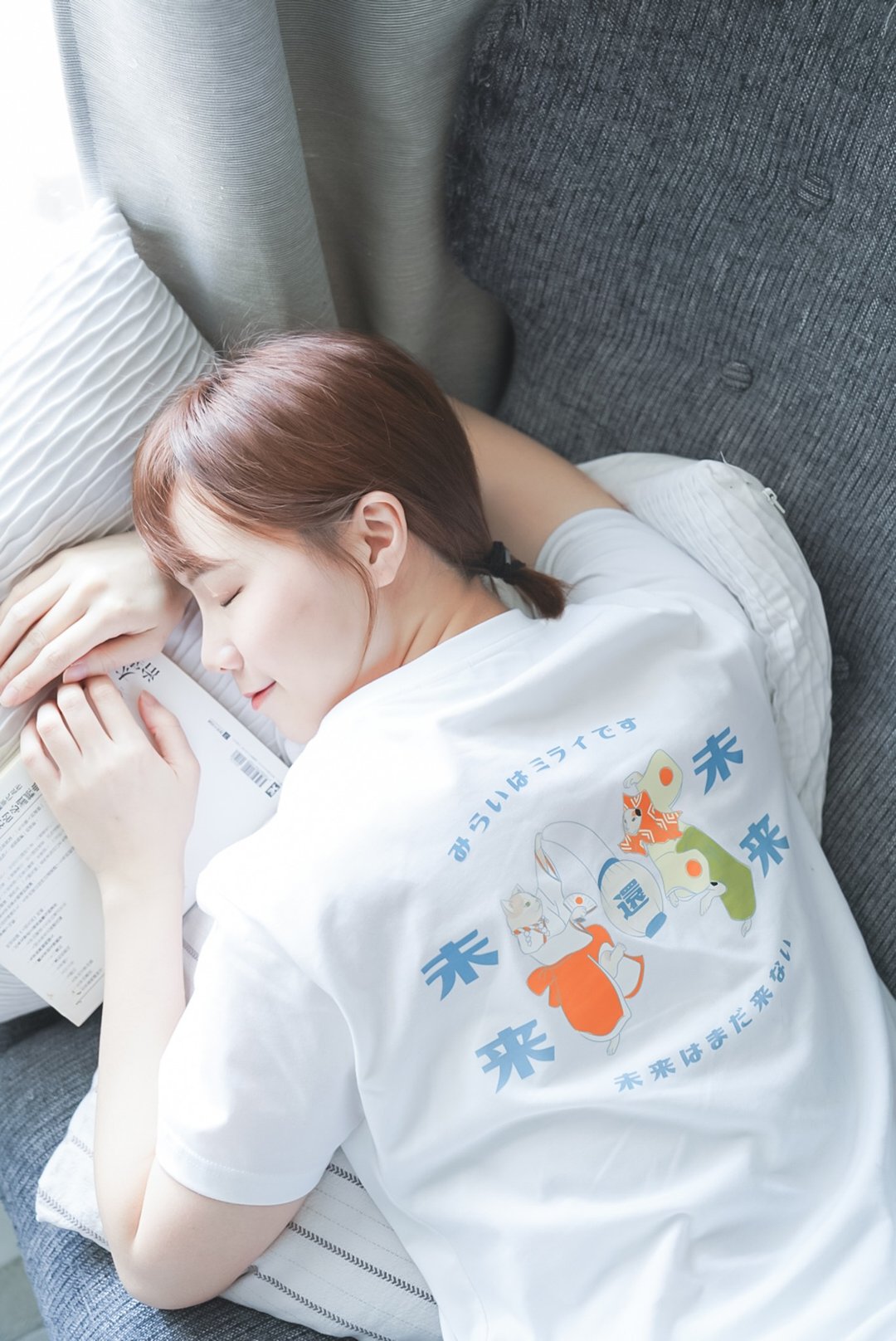 祭典猫 未来还未来 - 白 夏祭り Tee T-Shirt  【 情人节 生日 】 - 女装上衣 - 棉 白色