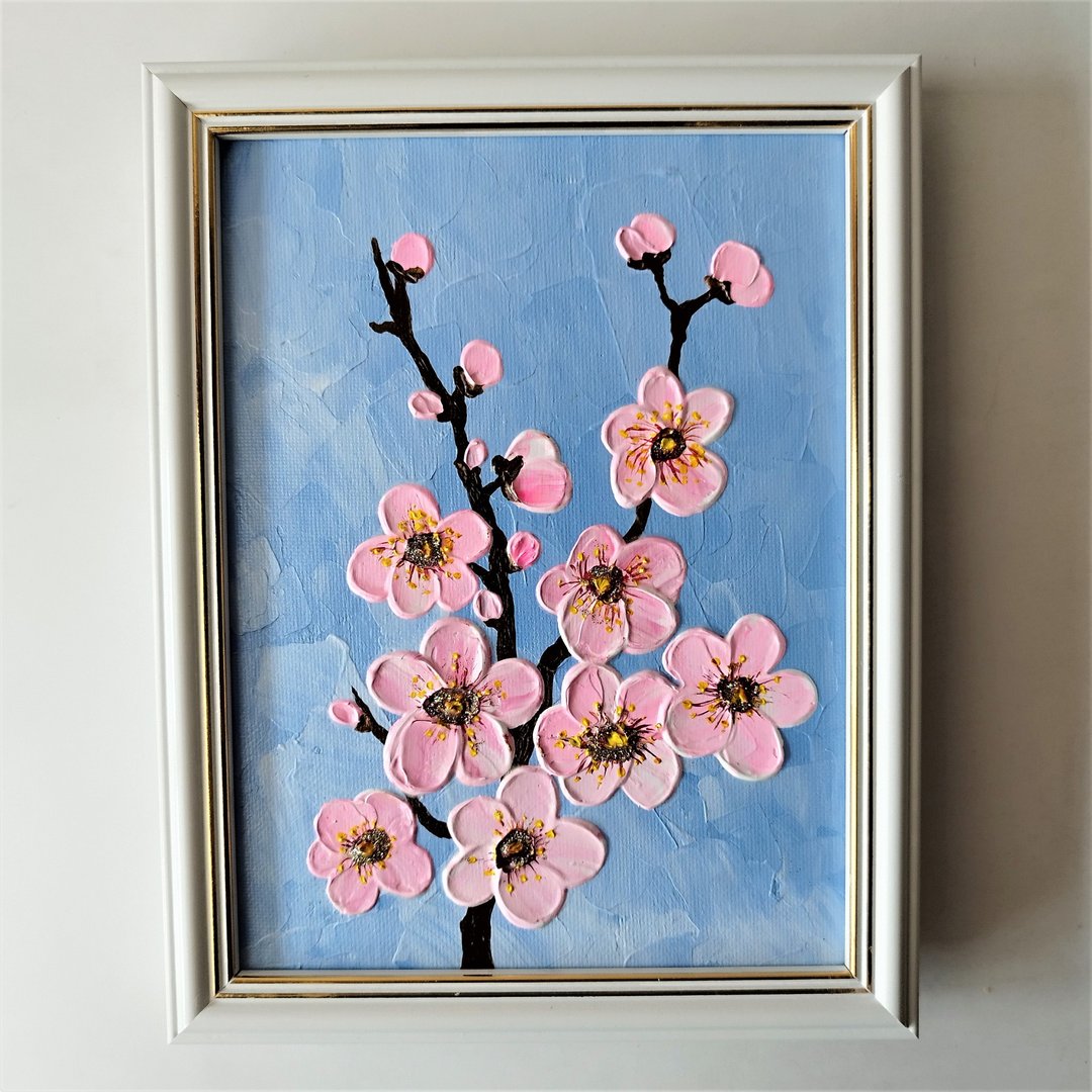 Hand-painted Cherry Blossom Artwork for Home Decor | Sakura Art - 墙贴/壁贴 - 压克力 多色