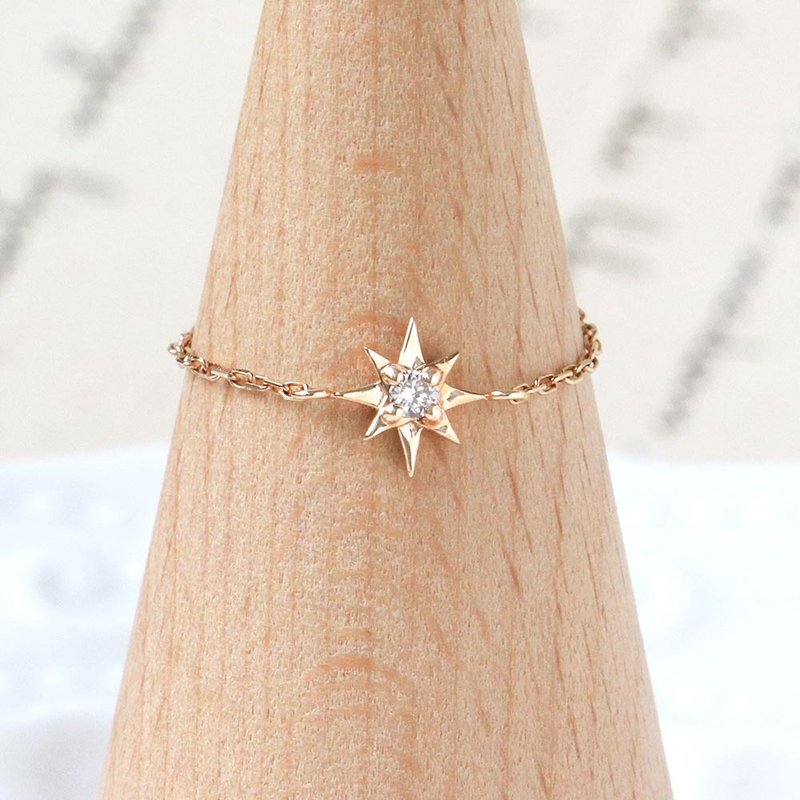 Visel 八芒星钻石链戒 - 戒指 - 贵金属 金色