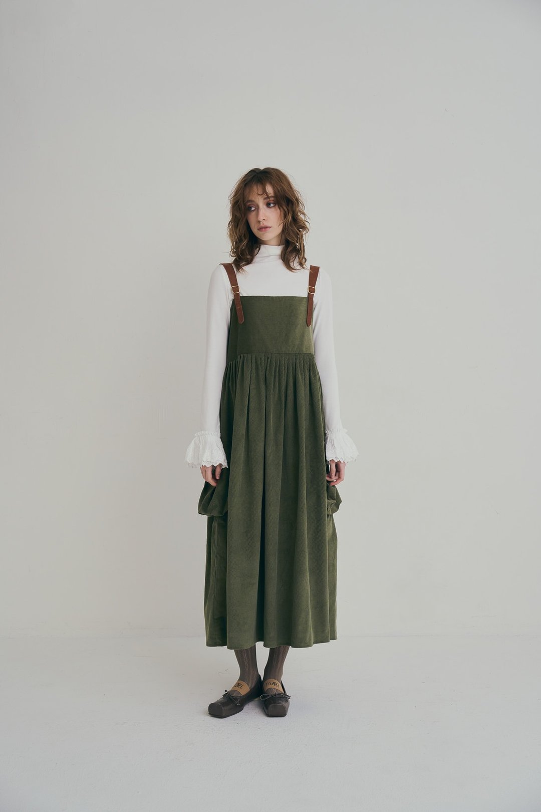 khaki green pocket dress 军绿绒面口袋洋装 - 洋装/连衣裙 - 棉 绿色