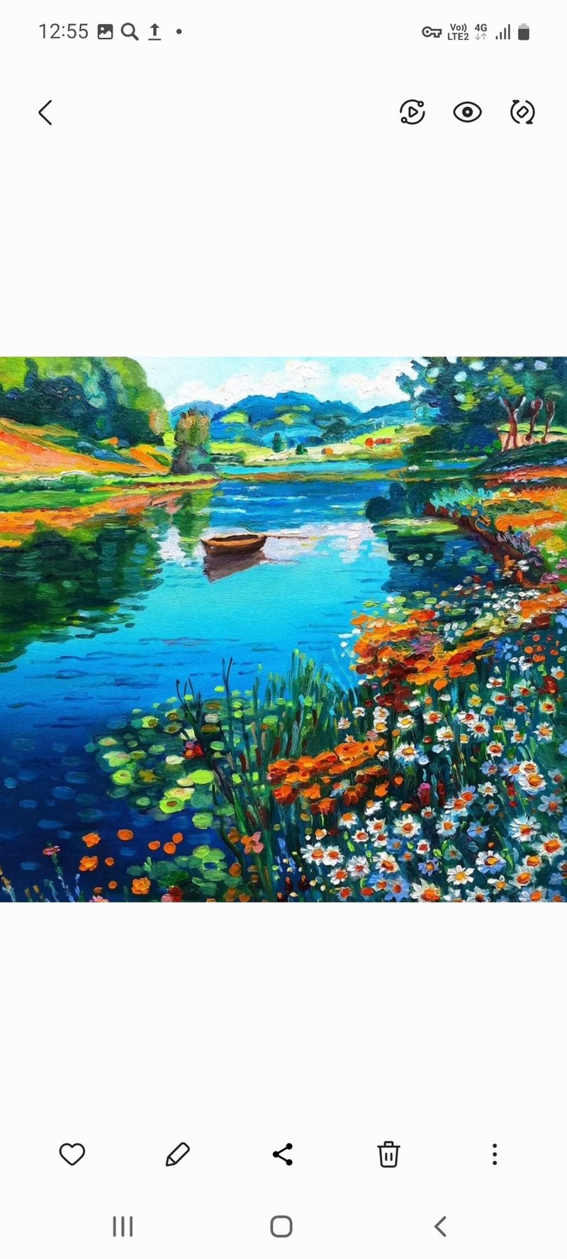 夏日风景画 原创艺术 油画 画布油画 30x30 厘米 - 墙贴/壁贴 - 其他材质 绿色
