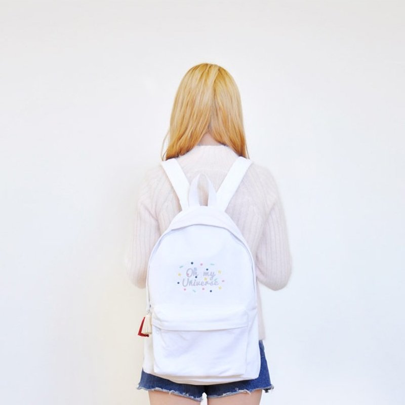Dear My Universe 喔我的小宇宙后背包 - 白 - 后背包/双肩包 - 其他材质 白色