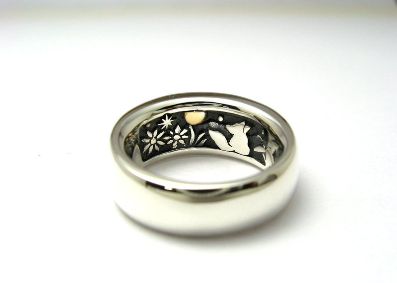 Silver Ring I was looking at the same moon -Ezo red fox- - 戒指 - 纯银 银色