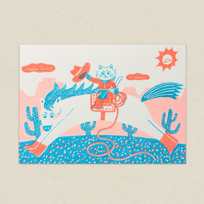 猫仔很忙/孔版印刷明信片 - 卡片/明信片 - 纸 多色