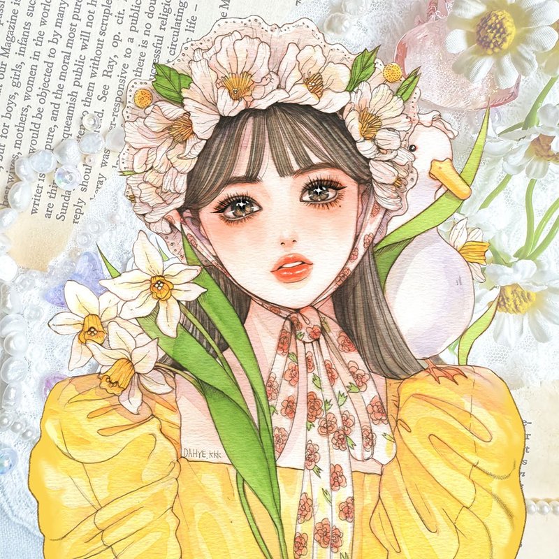 春日少女贴纸 - 贴纸 - 纸 黄色