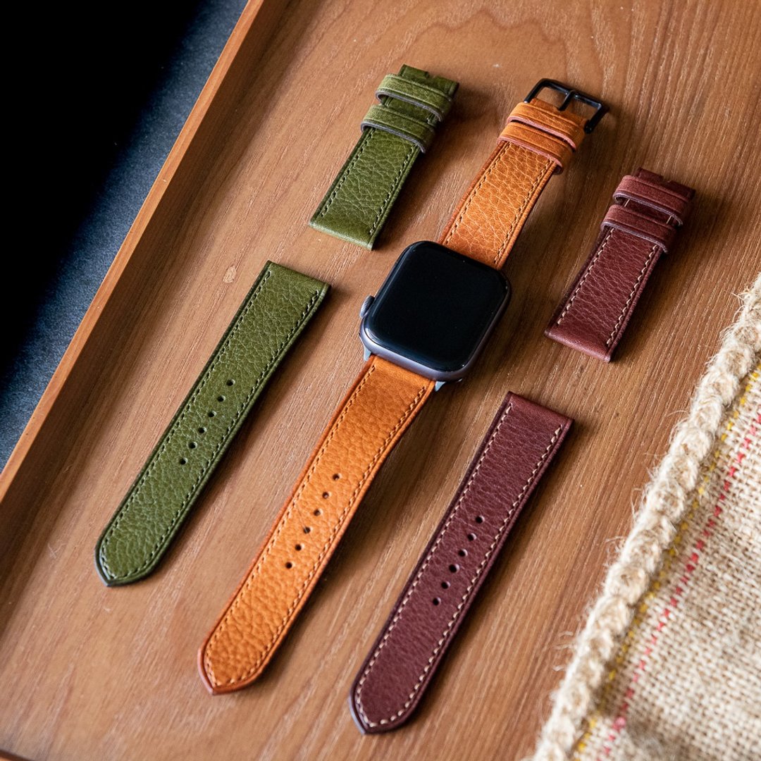 apple watch 表带 表带订制 手工表带  Minerva Box 皮革系列 - 表带 - 真皮 咖啡色