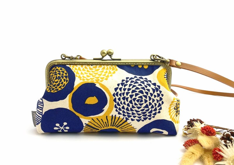 复古大花手作长形口金包 • 侧背包 • 手拿包 • 附背带 - 侧背包/斜挎包 - 棉．麻 多色