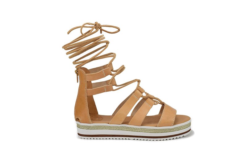 Lace Up Platform Sandals Knee High Gladiator Shoes Genuine Leather Greek Sandals - 男女凉鞋 - 真皮 咖啡色
