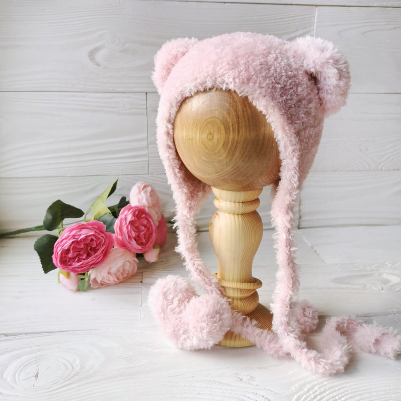 Newborn photo prop set bonnet teddy bear toy, teddy bear hat, fluffy small knitt - 玩具/玩偶 - 其他材质 