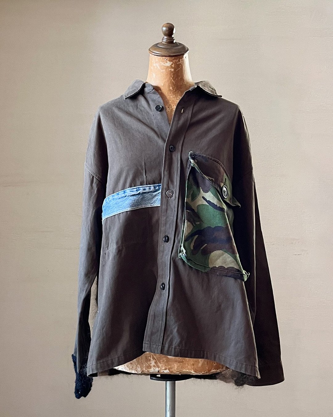 Work Shirt - Hand Knit x Used Clothing - 2022AW - 女装衬衫 - 其他材质 绿色