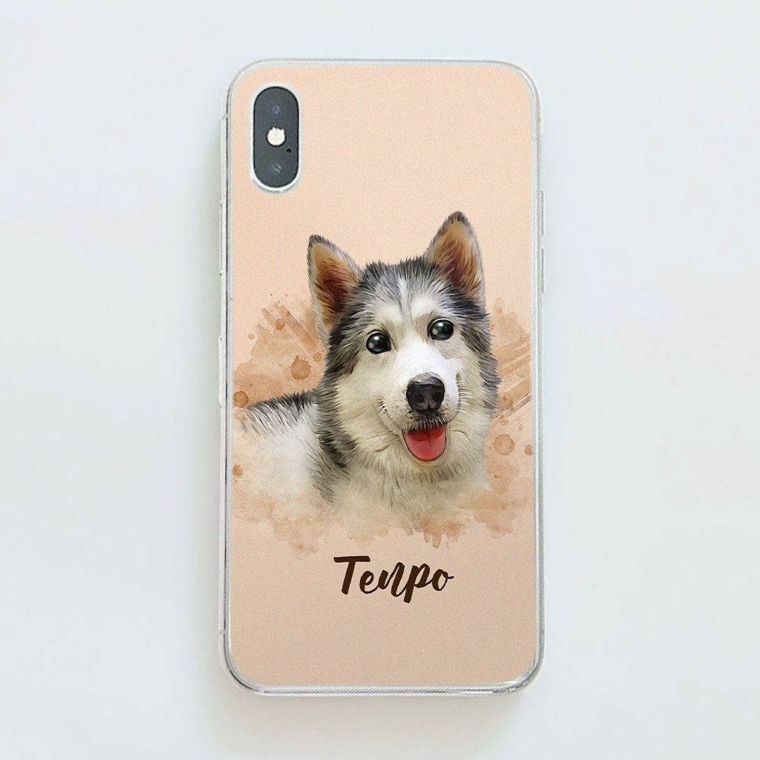 定制化 人物宠物画 / iPhone手机壳 (水彩风) - 订制画像 - 塑料 透明