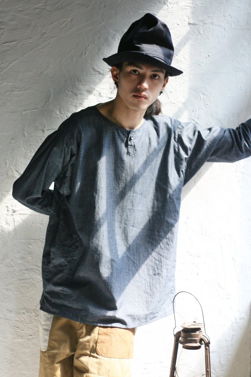 Omake / gender-free tops / saxe blue深蓝 - 男装上衣/T 恤 - 其他材质 蓝色