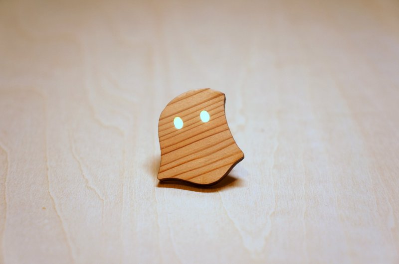 Ghost puzzle LED badge SUGI Kumamoto Oguni Sugi No.7 - 胸针 - 木头 咖啡色