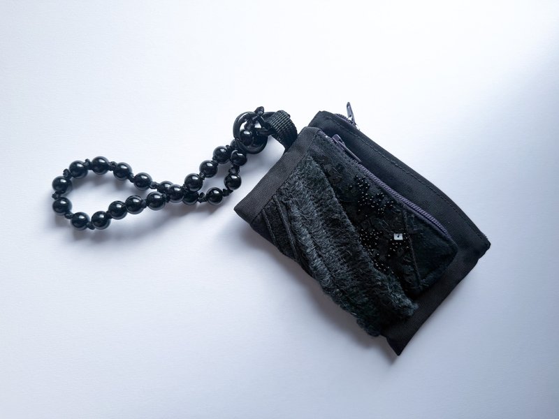 Sarto..手工刺绣拉链零钱包/少量制作/工艺小物 - 零钱包 - 其他材质 黑色
