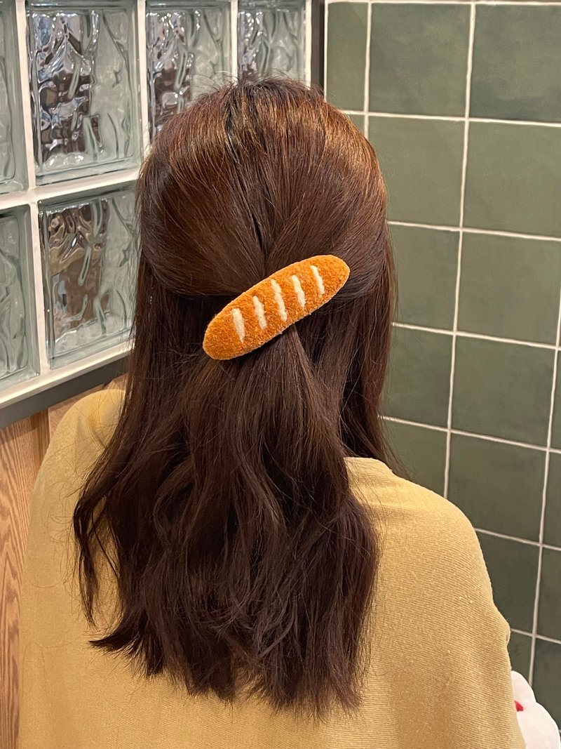 法棍 法式弹簧夹 文创 头饰 发饰 俄罗斯刺绣 戳戳绣 客制化 - 发饰 - 羊毛 咖啡色