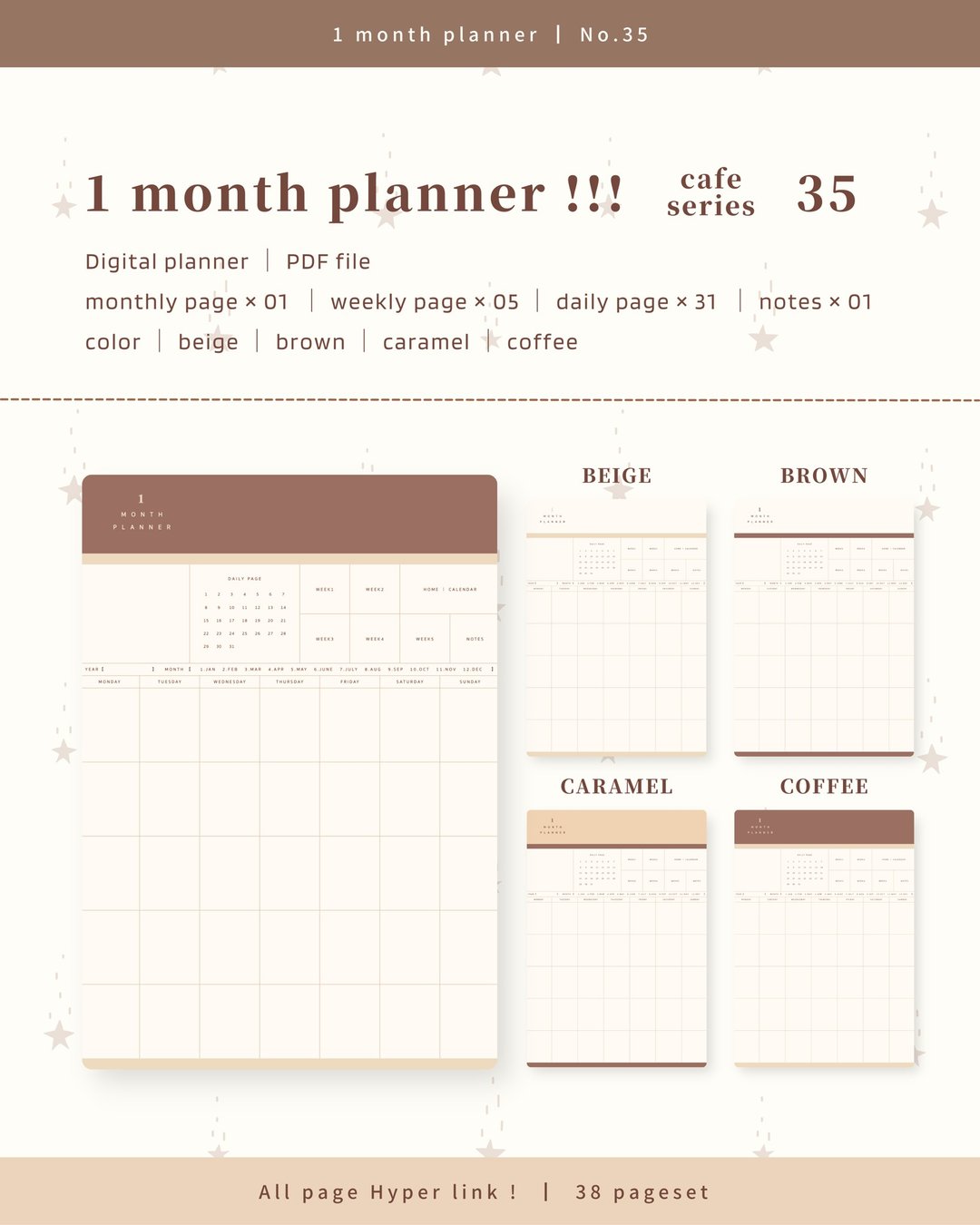 [Monthly planner / No.35 / vertical] Digital planner that can be used repeatedly every month - 其他数码商品 - 其他材质 