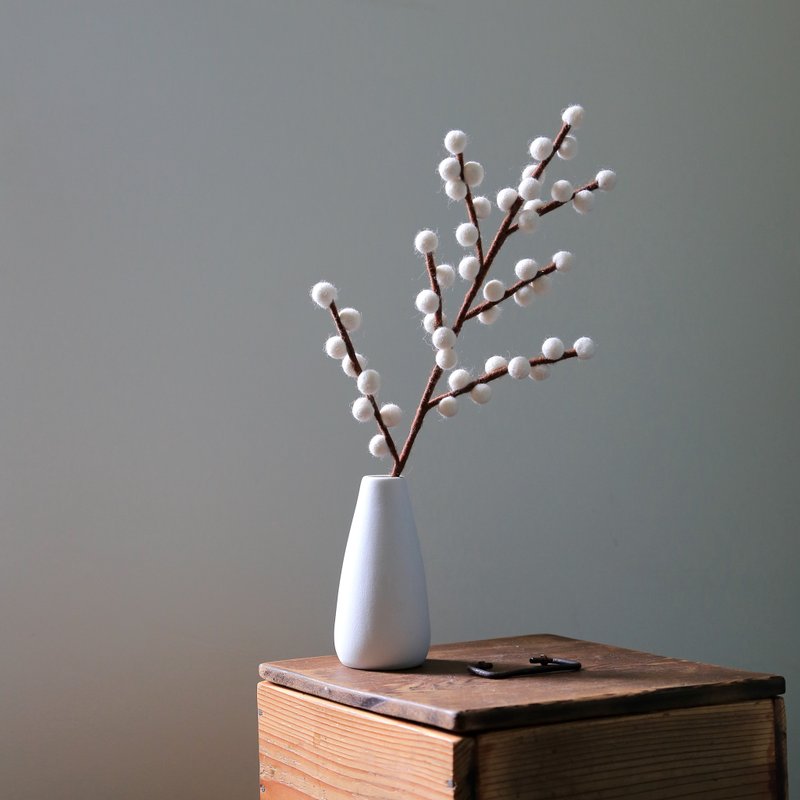 羊毛毡插花植物・白冬青 - 植栽/盆栽 - 羊毛 多色