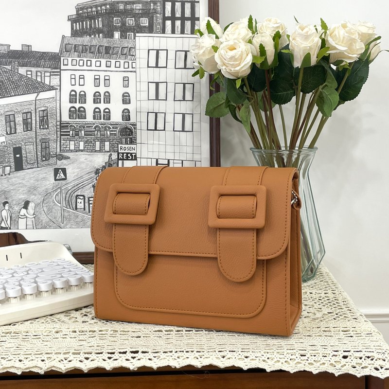 MERIMIES 剑桥包 斜背包 | 深红棕 - 手提包/手提袋 - 人造皮革 红色