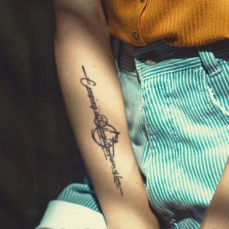 发2张【英文短句】真实感半永久刺青图案草本纹身贴仿真持久防水 - 纹身贴 - 纸 多色