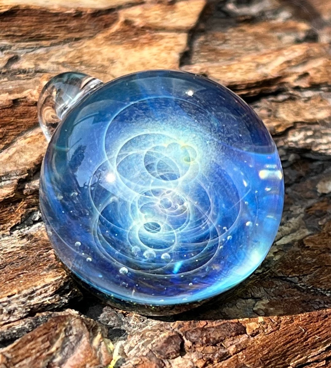 boroccus galaxy 3D 螺旋图案硼硅酸盐玻璃吊坠 - 项链 - 玻璃 蓝色