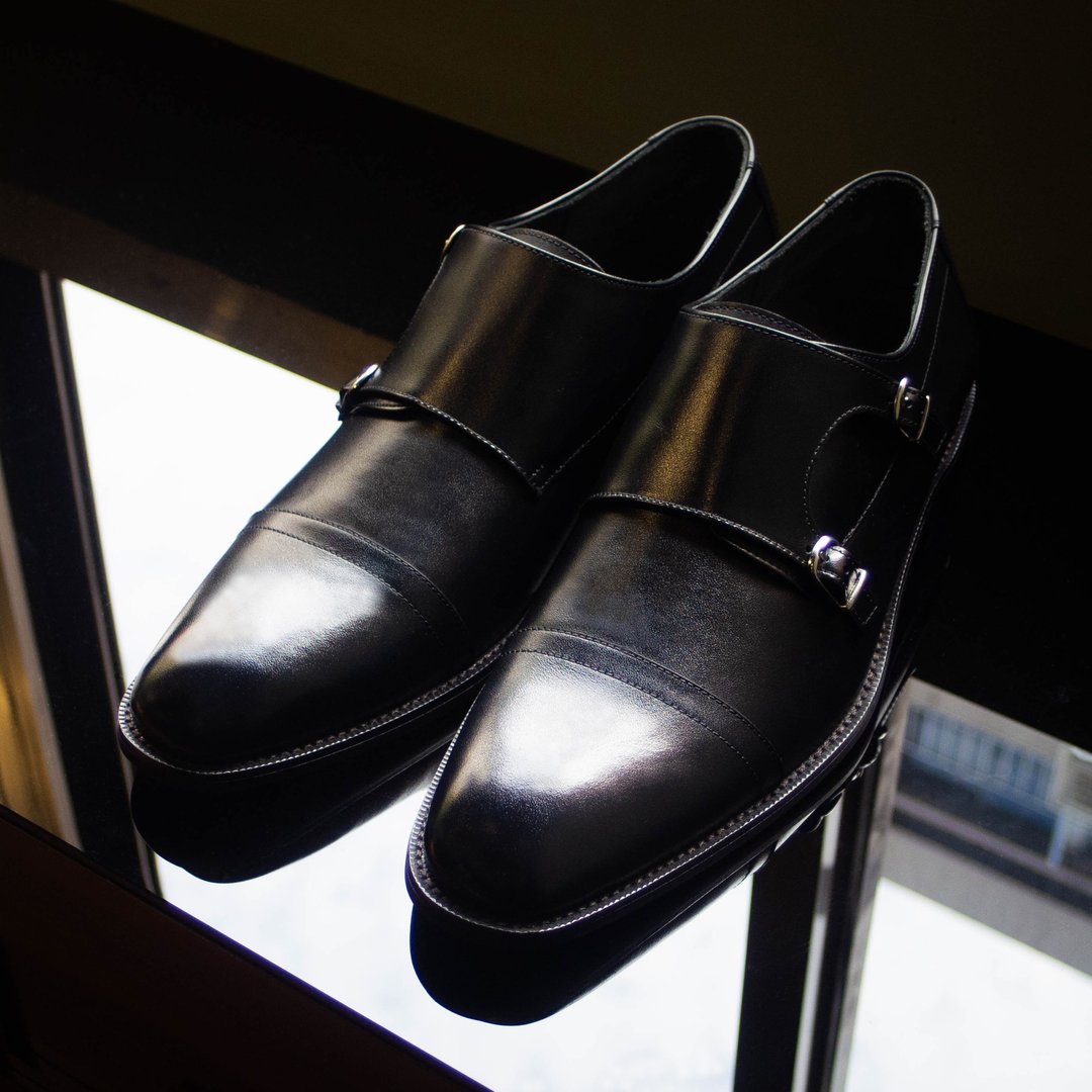 REGENT 横饰双扣孟克鞋-黑/ Cap Toe Double Monk Strap-Black - 男款皮鞋 - 真皮 黑色
