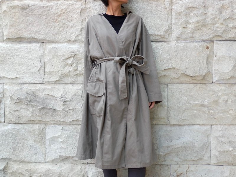 Cotton canvas Half coat / Gray - 女装休闲/机能外套 - 棉 灰色