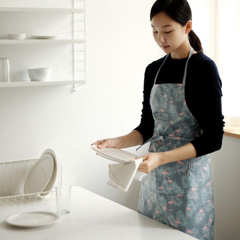 Dailylike 棉质口袋防水围裙-02 红鹤,E2D44325 - 围裙 - 棉．麻 蓝色