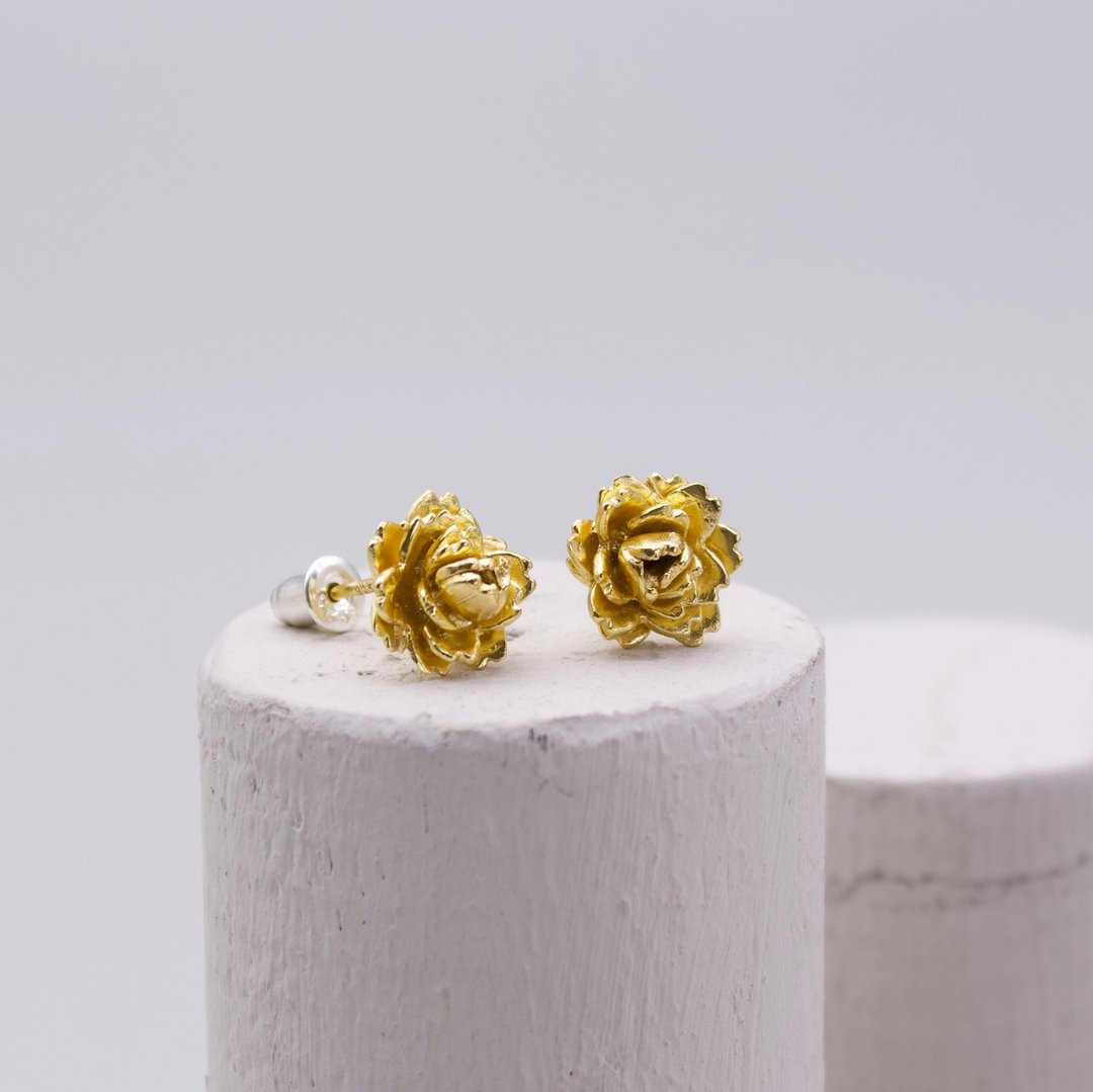 樱花 纯银耳环 18K镀金耳环 夹式耳环 二色 - 耳环/耳夹 - 纯银 银色
