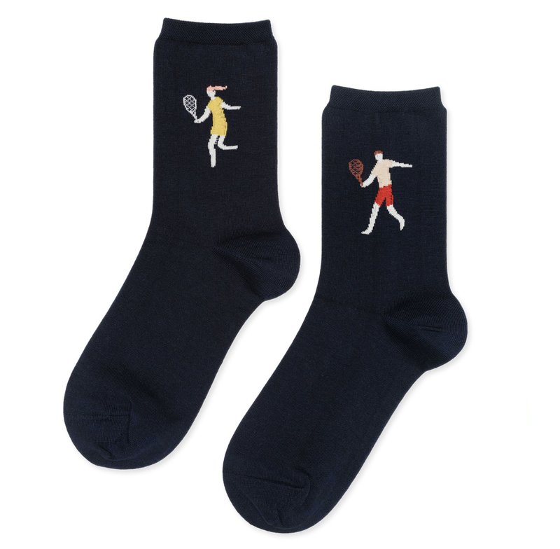 Hansel From Basel - Ace 优质发球/深蓝 - 中筒袜 - 袜子 - 棉．麻 黑色