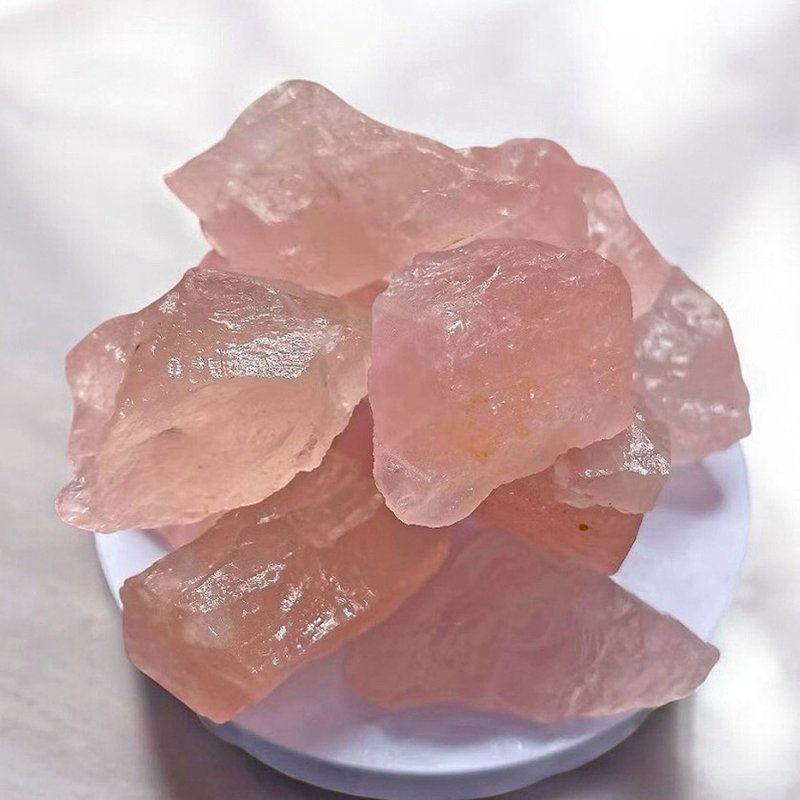 台湾现货 粉水晶原矿 粉晶原石 玫瑰石英 矿标本摆件 粉水晶 - 香薰/精油/线香 - 水晶 粉红色