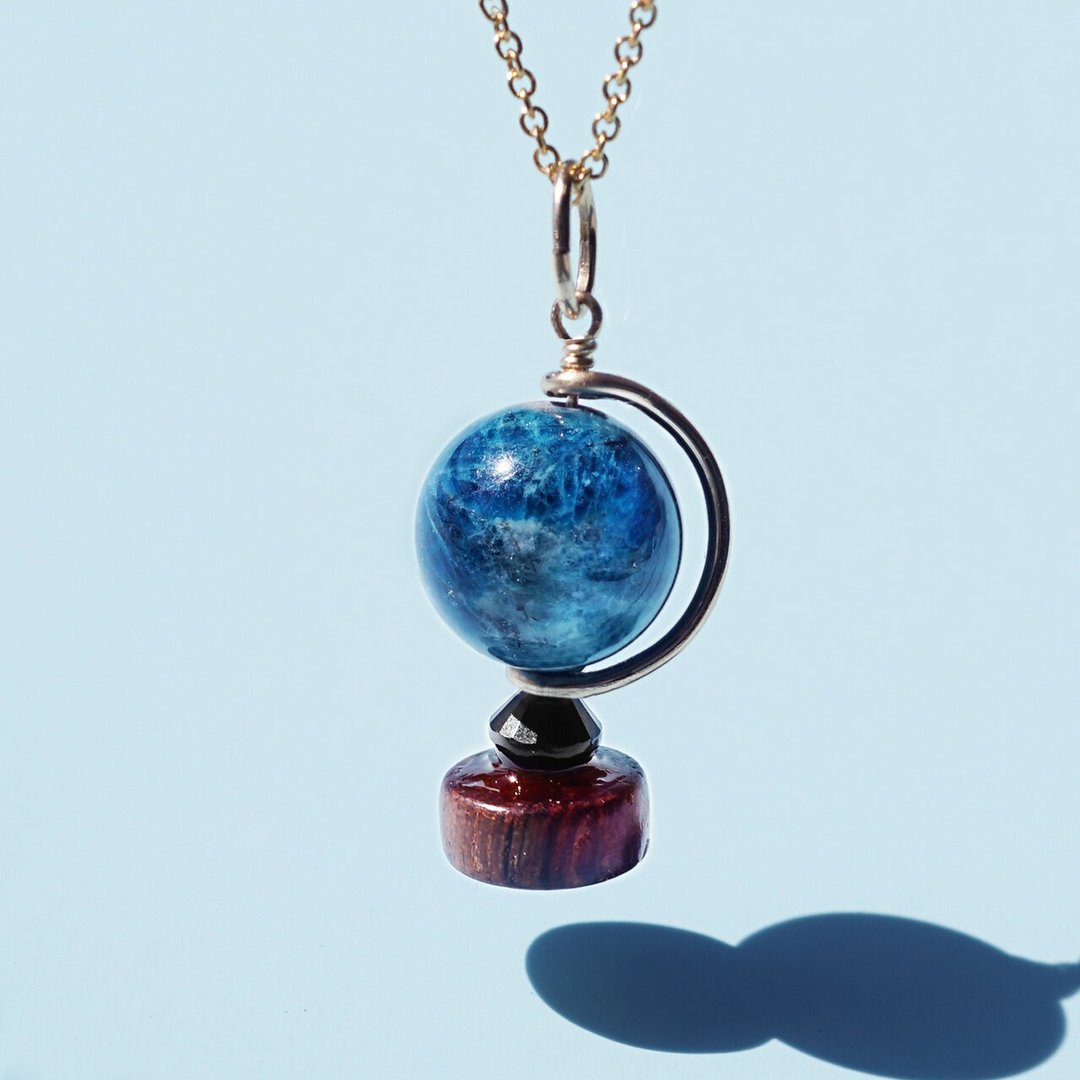 顶级蓝线石地球仪项链 Globe Necklace - 项链 - 宝石 蓝色