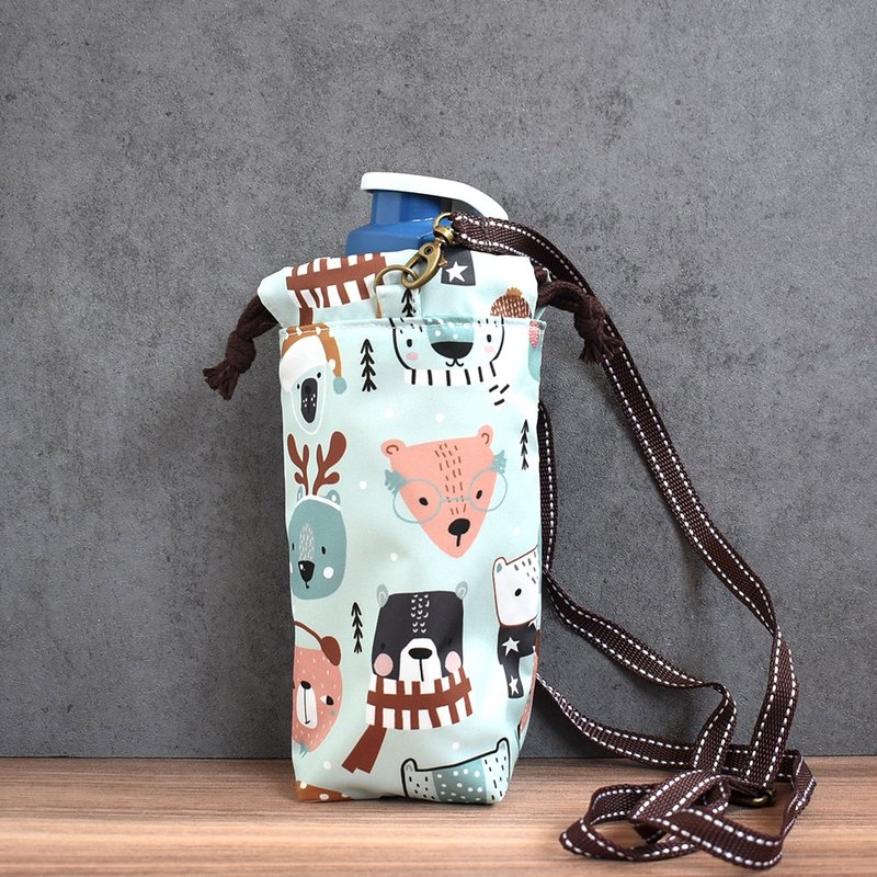 可调式斜背水壶/保温瓶袋_冬雪动物 - 水瓶/水壶 - 尼龙 绿色