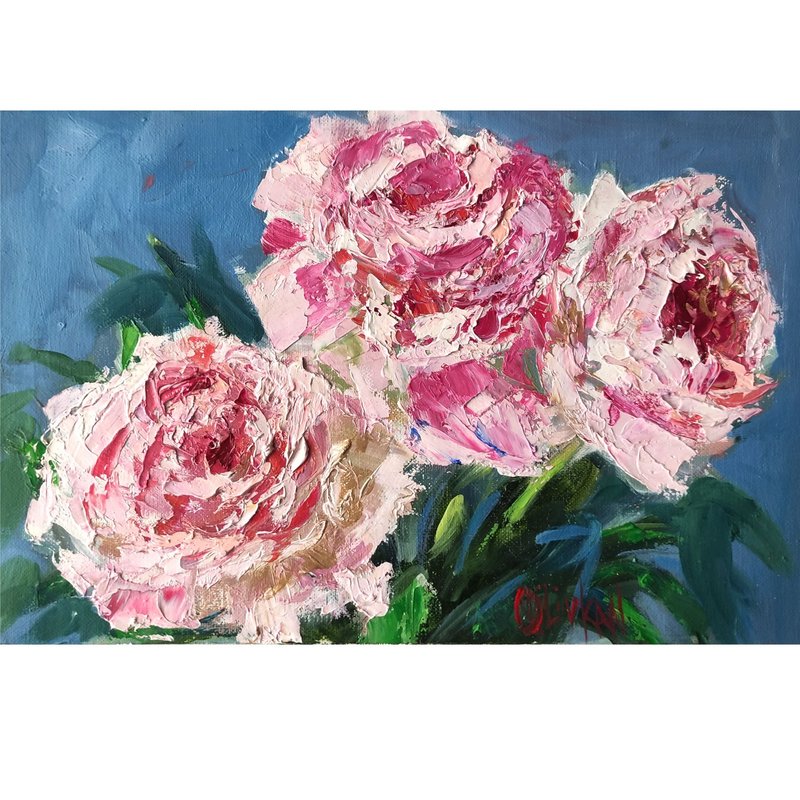 牡丹油画牡丹油画花卉墙艺术花卉画布艺术品 - 海报/装饰画/版画 - 其他材质 多色