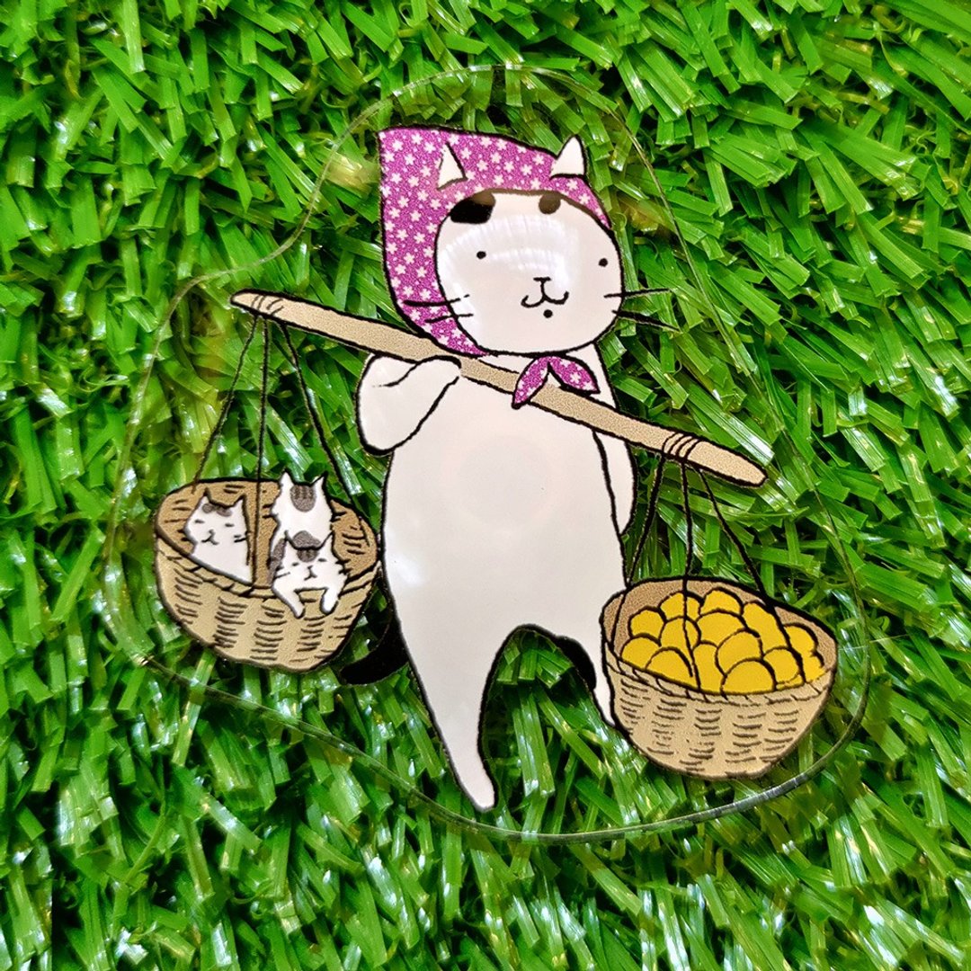 压克力磁铁-扁担猫(插画家:猫小姐)(最长边6cm) - 冰箱贴/磁贴 - 压克力 