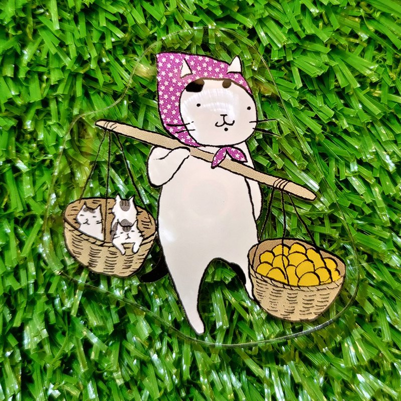 压克力磁铁-扁担猫(插画家:猫小姐)(最长边6cm) - 冰箱贴/磁贴 - 压克力 