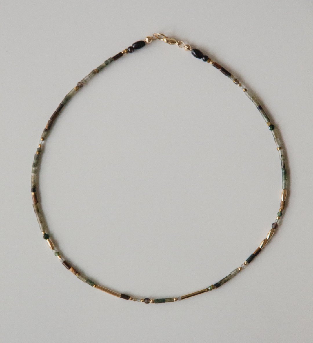 ORE - Green Actinolite – 阳起石水晶玛瑙矿石 – 美制注金项链 - 项链 - 半宝石 绿色