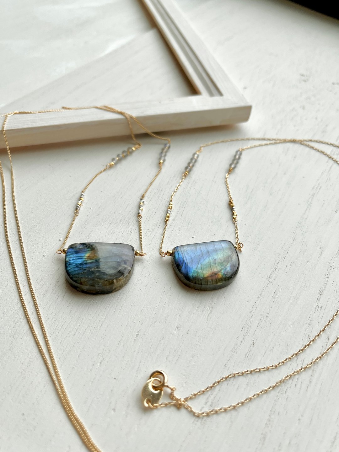 Labradorite  Long necklace - 项链 - 半宝石 蓝色