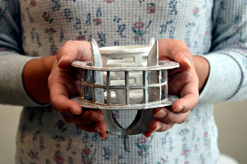 壁挂式陶瓷烛灯 幻灯ランタン#2 - 蜡烛/烛台 - 陶 