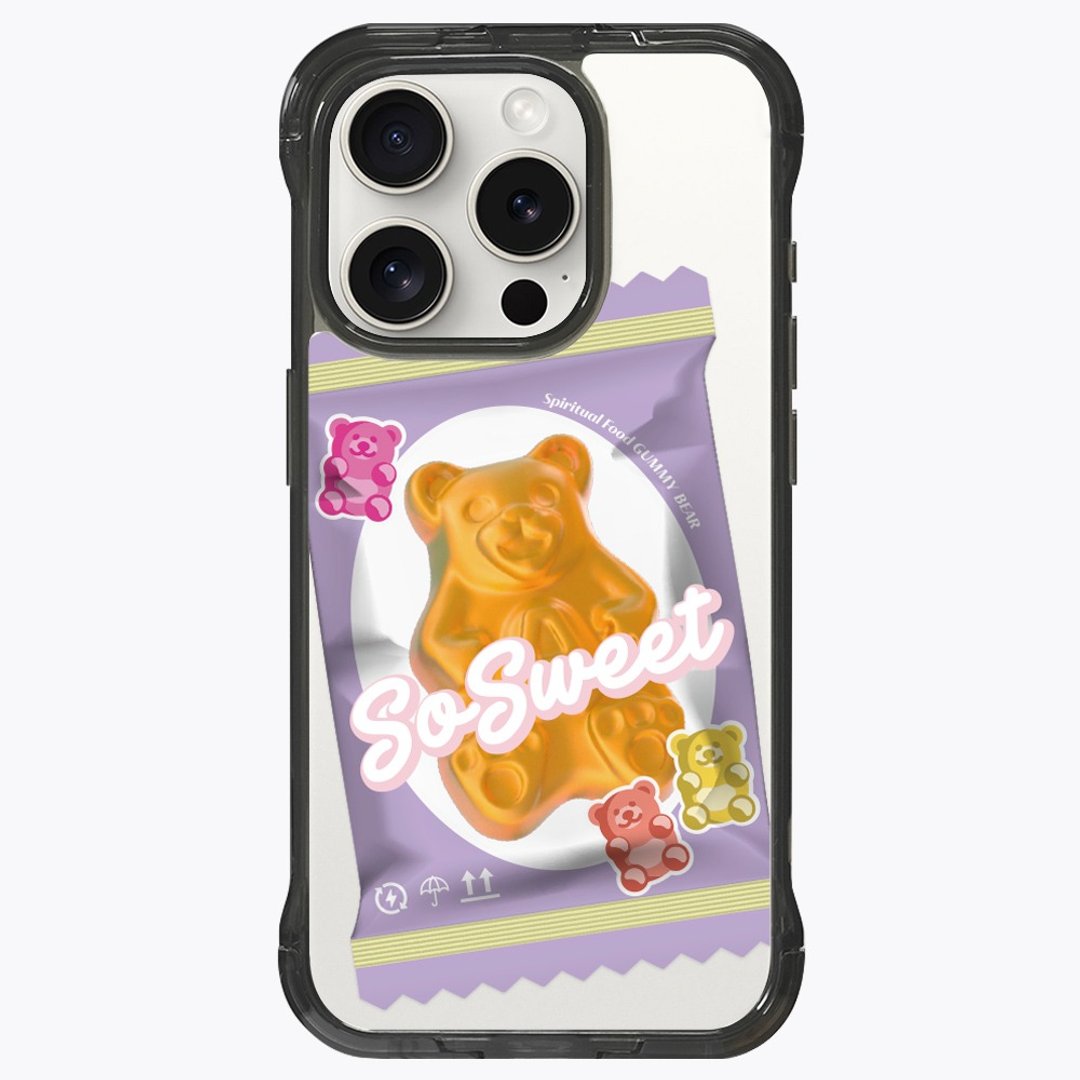 小熊软糖 葡萄口味 支架壳 标准透黑 iPhone 16 15 14 13 Pro Max - 手机壳/手机套 - 其他材质 透明
