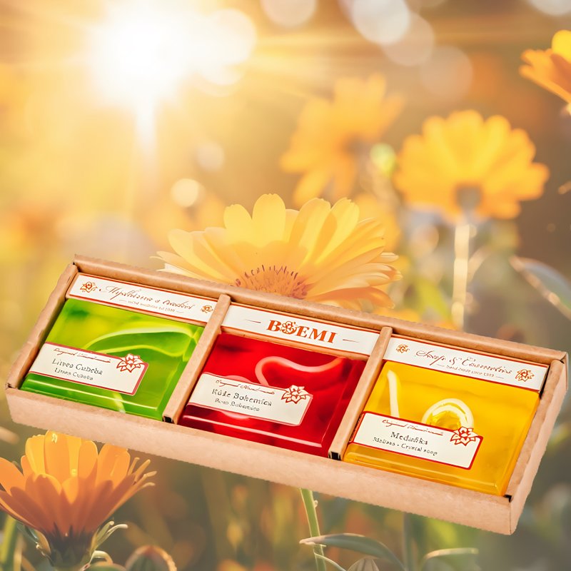 香蜂玫瑰山苍子香皂礼盒 - 肥皂/手工皂 - 浓缩/萃取物 多色