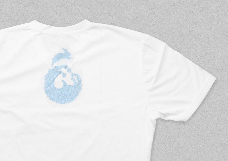 江戸小紋Tシャツ因幡の白兎染 半袖白色 Vネック - 女装 T 恤 - 棉．麻 白色