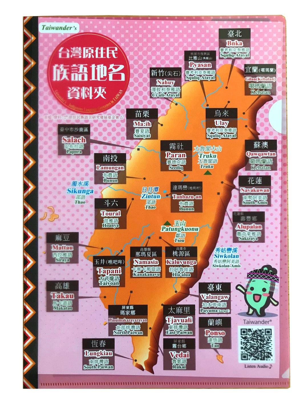 【族语版】台湾达本土语言地名资料夹 - 文件夹/资料夹 - 塑料 粉红色