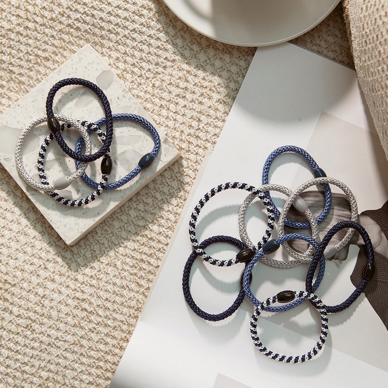 【L. ERICKSON 官方旗舰】 细版 弹力发圈 12入 || 丹宁色 || - 发饰 - 其他材质 蓝色