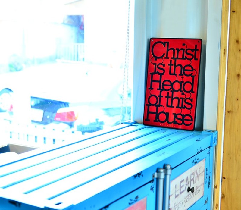基督是我家之主 Cross/经文挂饰/壁贴/摆饰/礼品 - 墙贴/壁贴 - 压克力 红色