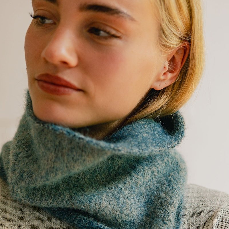 羊驼脖围 - 雾蓝 - 围巾/披肩 - 羊毛 蓝色