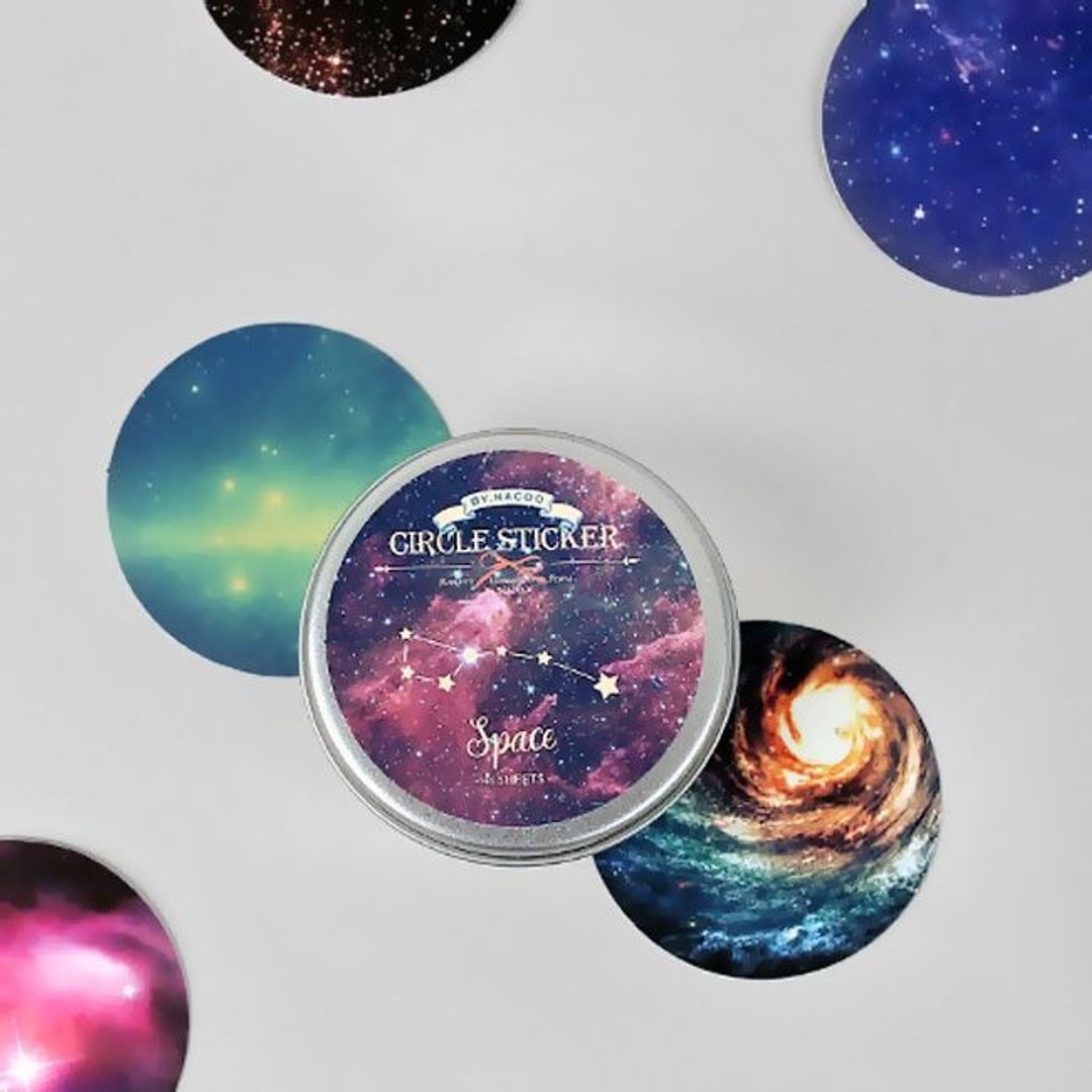 BYNACOO-趣味时光造型圆贴(48入)-11 宇宙奥秘,BNC11651 - 贴纸 - 纸 多色
