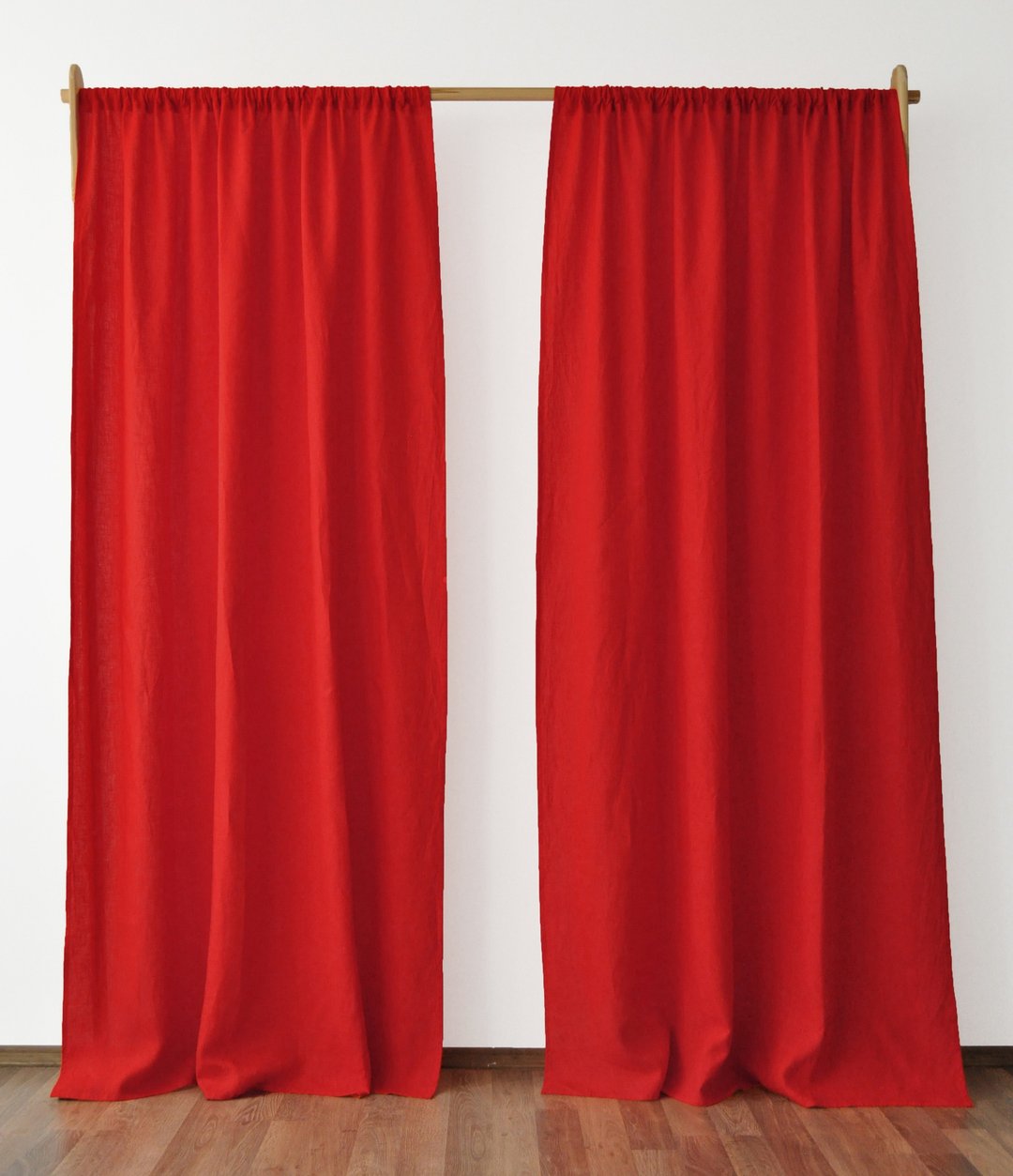 Scarlet red regular and blackout linen curtains / Custom curtains / 2 panels - 门帘/门牌 - 亚麻 红色