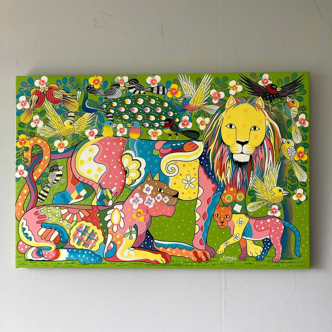 【U673 闪亮狮子家族 】非洲艺术空运来台/60x40cm - 海报/装饰画/版画 - 其他材质 